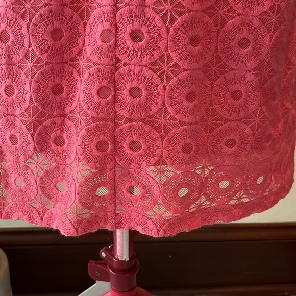 Banana Republic dress midi Sweet Peach Coral Eyelet circle pattern   EUC  Size 4 - Picture 10 of 11